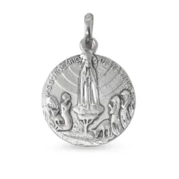 Virgen de Fátima Medalla en Plata de Ley 925m maciza de 20 mm. detal