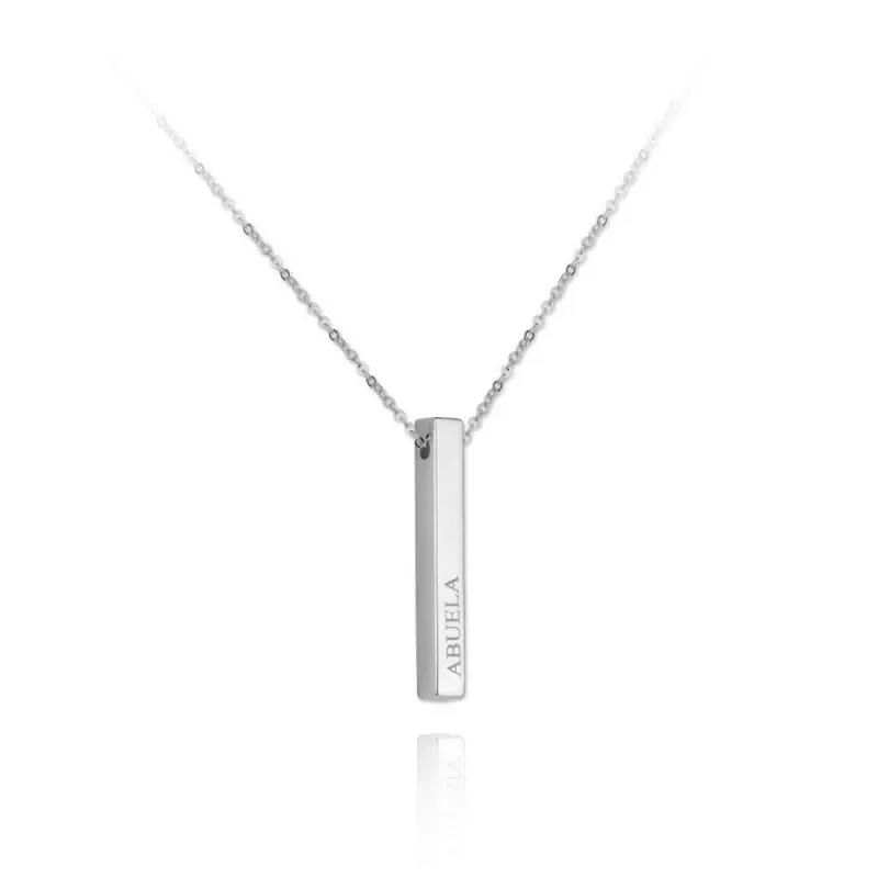 Gargantilla plata Ley 925m rodiada cadena 43cm. colgante ABUELA palabra barra lisa cierre mosquetón