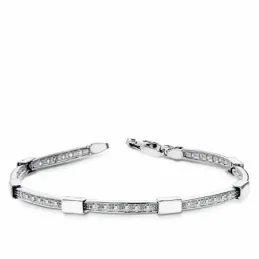 Pulsera oro blanco 18k circonitas 18cm. [AA1658]