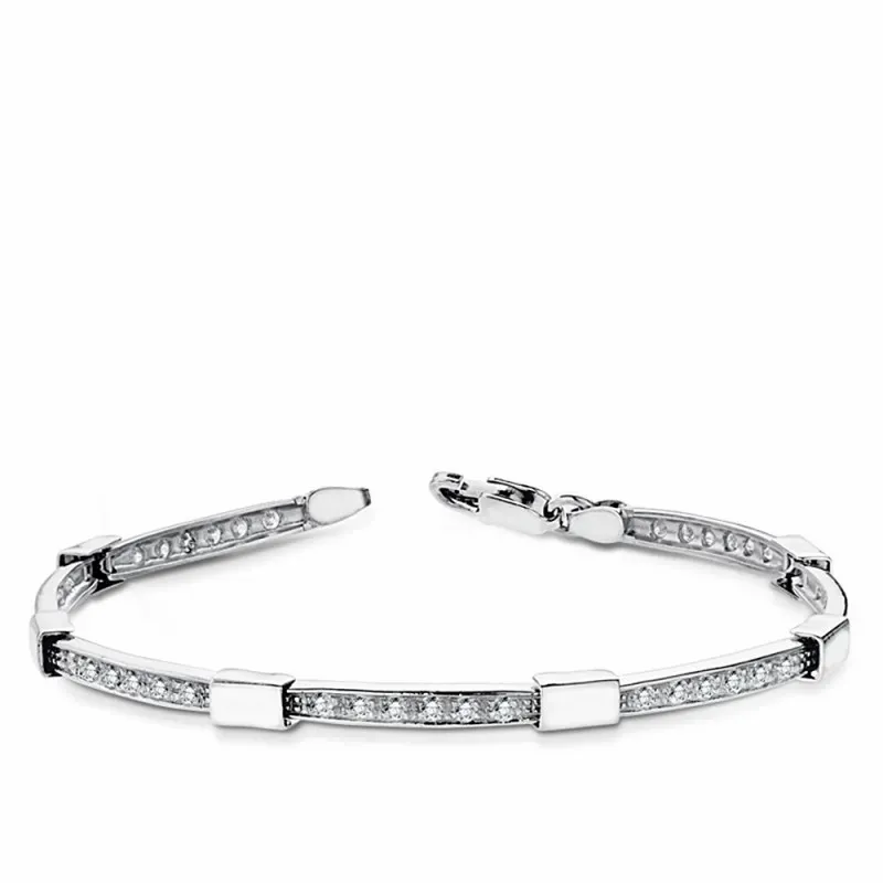 Pulsera oro blanco 18k circonitas 18cm. [AA1658]