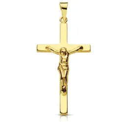 Cruz crucifijo oro 9k 31mm. palo plano alargado [AA7472]