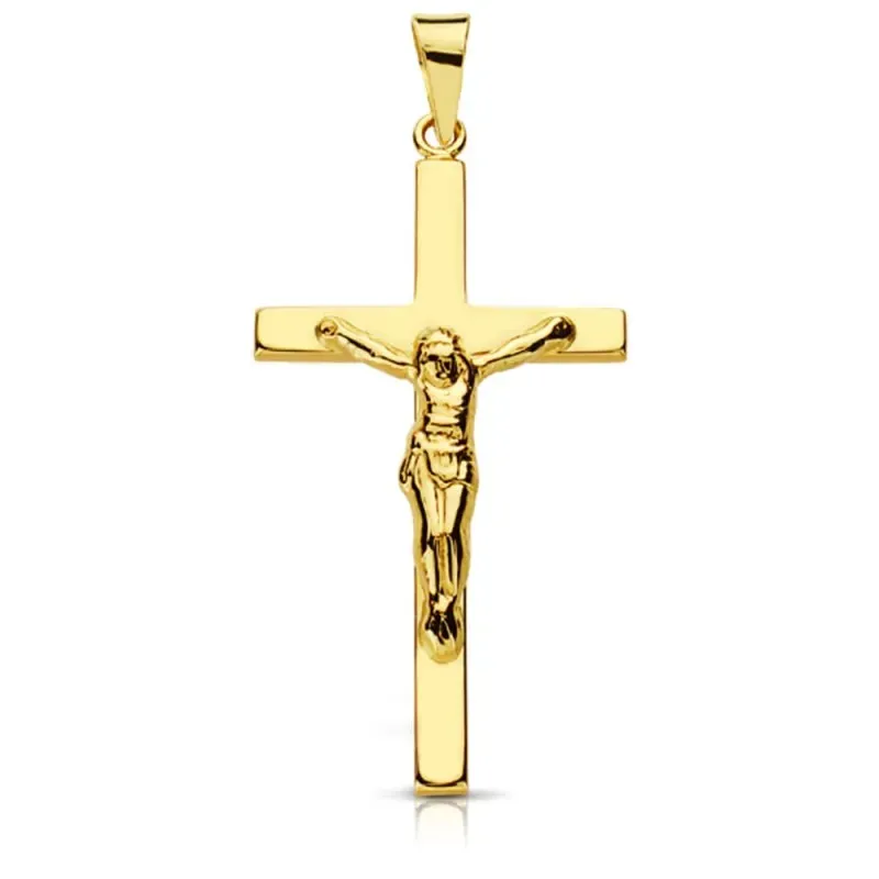 Cruz crucifijo oro 9k 31mm. palo plano alargado [AA7472]