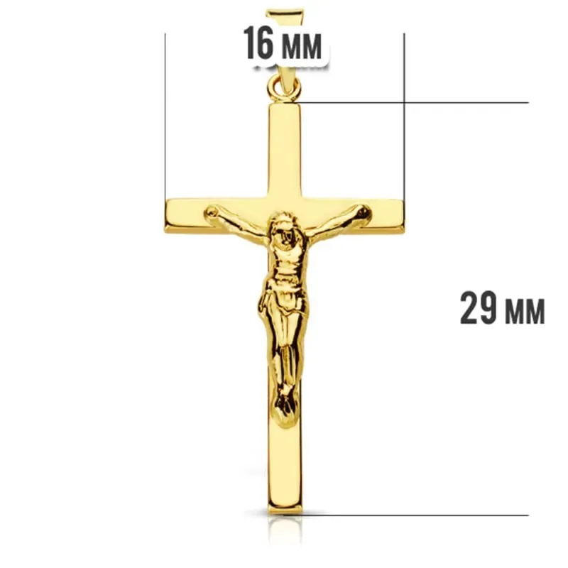 Cruz crucifijo oro 9k 31mm. palo plano alargado [AA7472]