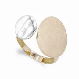 Sortija oro bicolor 18k mujer abierta dos cabezas ovaladas tamaños co