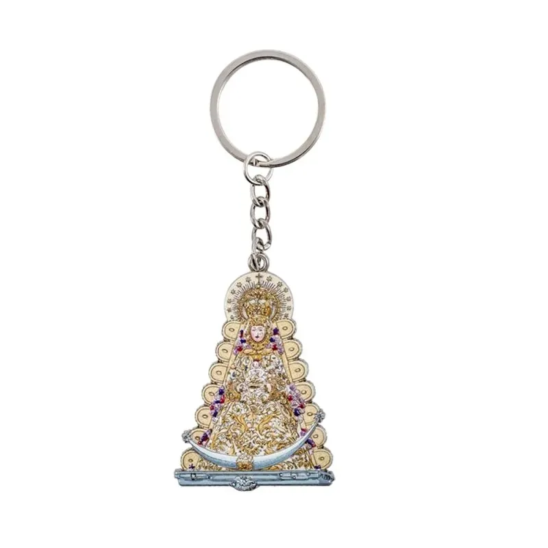 Virgen del Rocío Llavero metálico de 5.5 cm. con estuche de lata patr