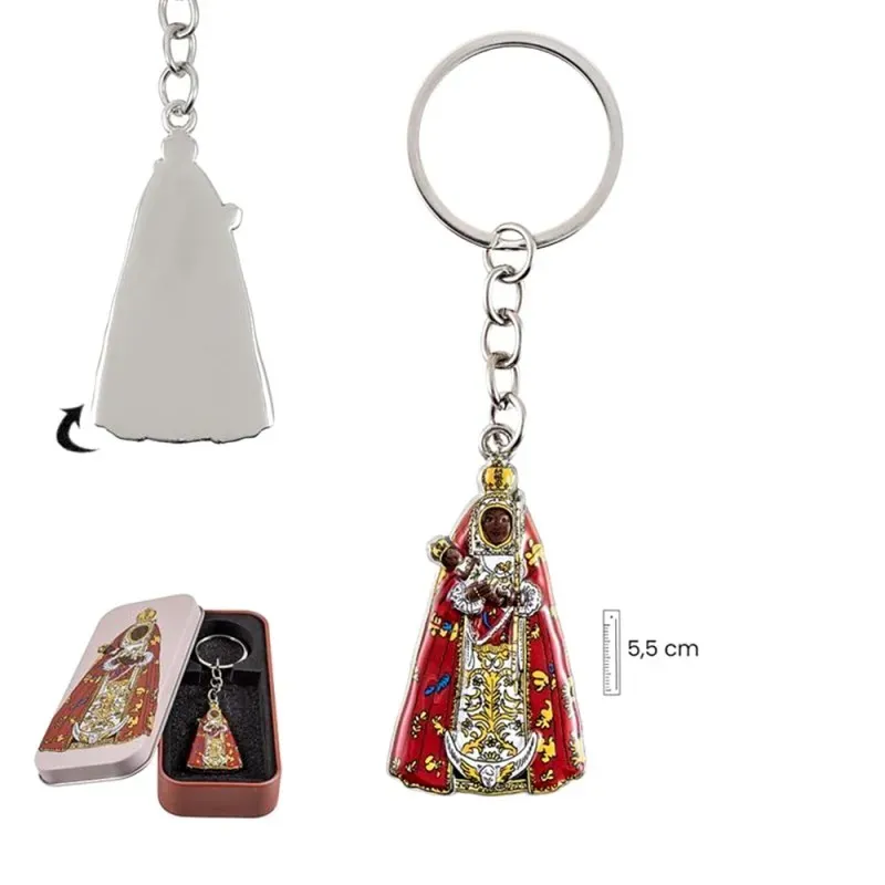Virgen de la Candelaria Llavero metálico de 5.5 cm. patrona de Canari