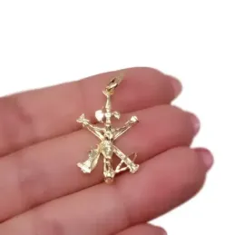 Cristo de la Legión Colgante en Plata de Ley 925m chapado oro con 27