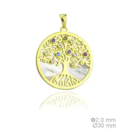 Árbol de la Vida Colgante en Plata de Ley 925m amuleto chapado en oro