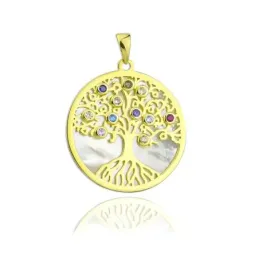 Árbol de la Vida Colgante en Plata de Ley 925m amuleto chapado en oro