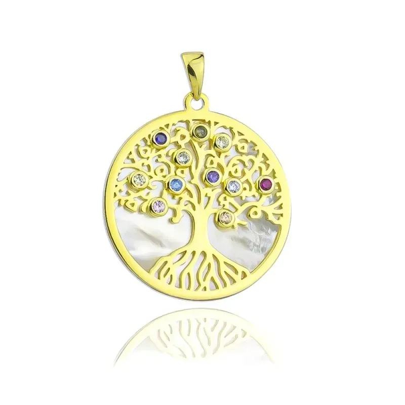 Árbol de la Vida Colgante en Plata de Ley 925m amuleto chapado en oro