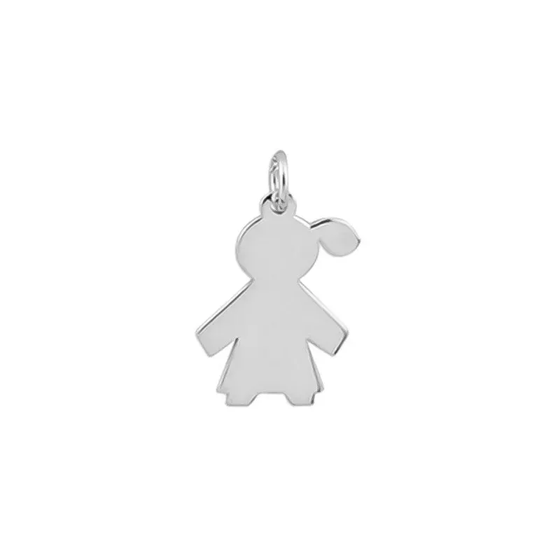 Silueta Niña con coleta Colgante en Plata de Ley 925m con 15 mm.
