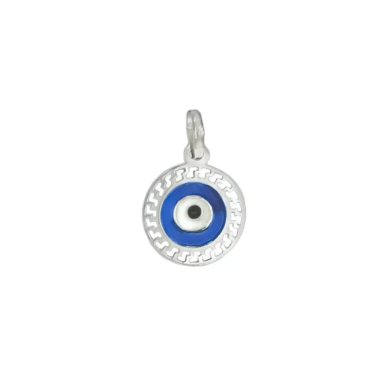 Ojo Turco Colgante en Plata de Ley 925m redondo con ojo esmaltado col