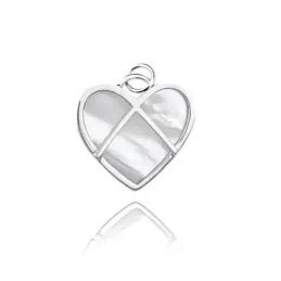 Corazón Colgante en Plata de Ley 925m de 18 mm. rodiado con nácar