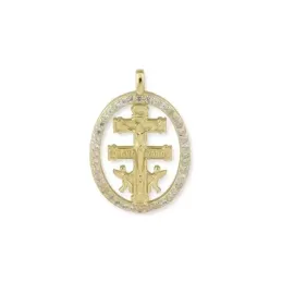 Cruz de Caravaca Colgante en Plata de Ley 925m chapado en oro amuleto
