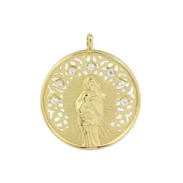 Virgen de la Alegría Colgante en Plata de Ley 925m chapado en oro con