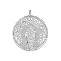 Virgen de la Alegría Colgante en Plata de Ley 925m con 30 mm. rodiado