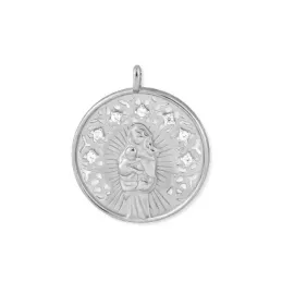 Virgen de la Alegría Colgante en Plata de Ley 925m con 22 mm. rodiado