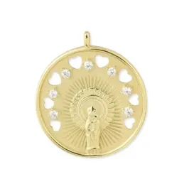 Virgen del Pilar Colgante en Plata de Ley 925m chapado en oro con 30