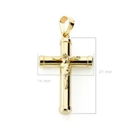 Cruz crucifijo oro 18k hueca 24mm. chatones [AB4649]