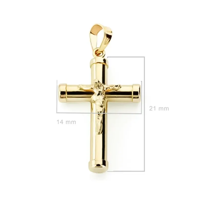 Cruz crucifijo oro 18k hueca 24mm. chatones [AB4649]