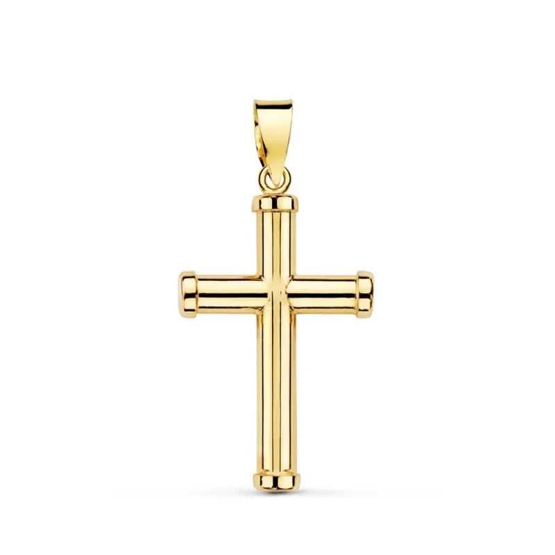Cruz oro 18k palo liso 21 mm. hueca lisa