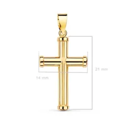 Cruz oro 18k palo liso 21 mm. hueca lisa