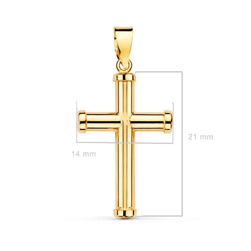 Cruz oro 18k palo liso 21 mm. hueca lisa