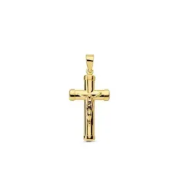 Cruz crucifijo oro 18k palo oval 24mm. achatada chatones [AA7284]