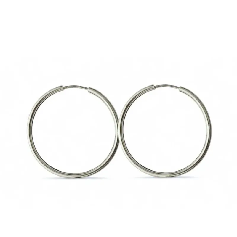 Pendientes aros plata Ley 925m finos lisos 25mm. diámetro [AC0231]