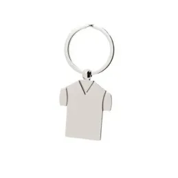 Llavero metálico de 8 cm. forma de camiseta 4 cm. plateado liso