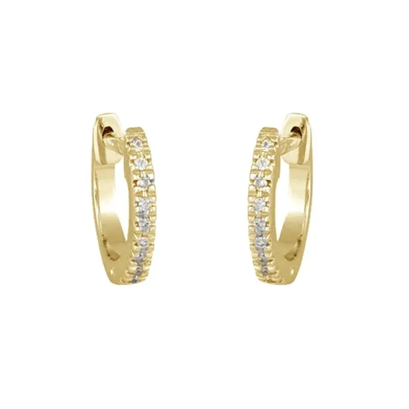 Pendientes oro 18k mujer 9.6 mm. aros 18 diamantes 0.06ct.
