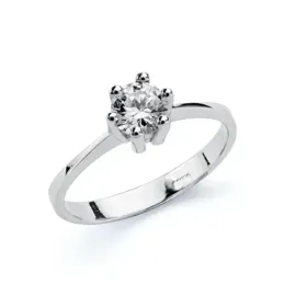Solitario oro blanco 18k señora 6mm. [AA0430]