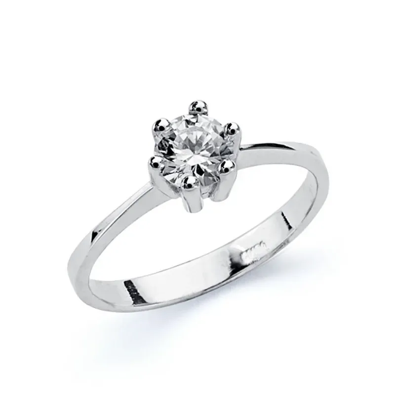Solitario oro blanco 18k señora 6mm. [AA0430]