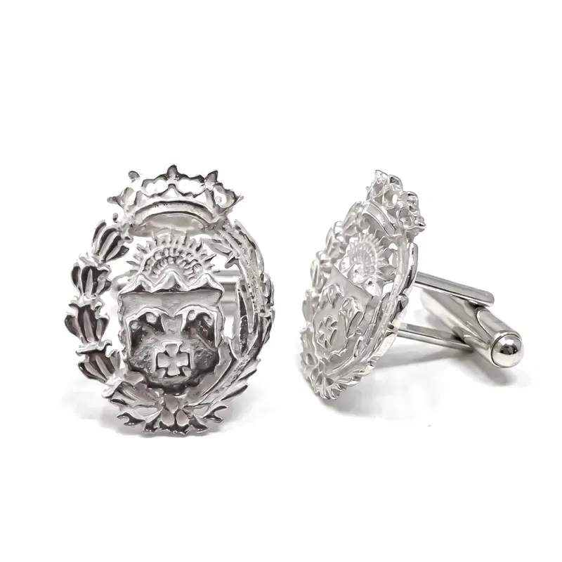 Gemelos con Insignia Profesional de Veterinaria escudo en Plata de Le