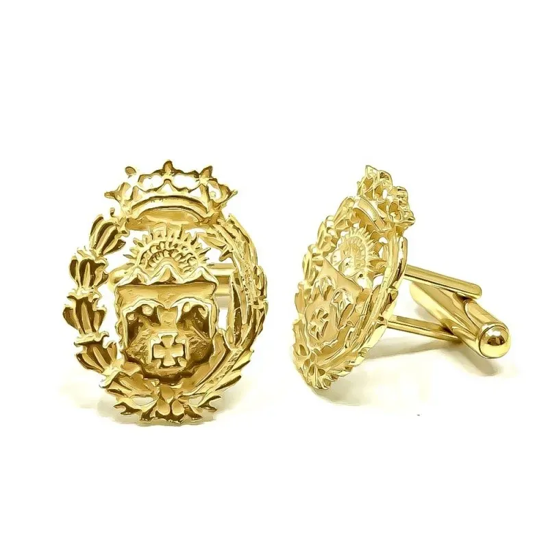Gemelos con Insignia Profesional de Veterinaria escudo en Plata de Le