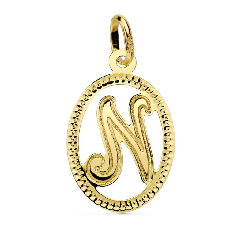 Colgante oro 18k inicial letra N 21mm. [7467]