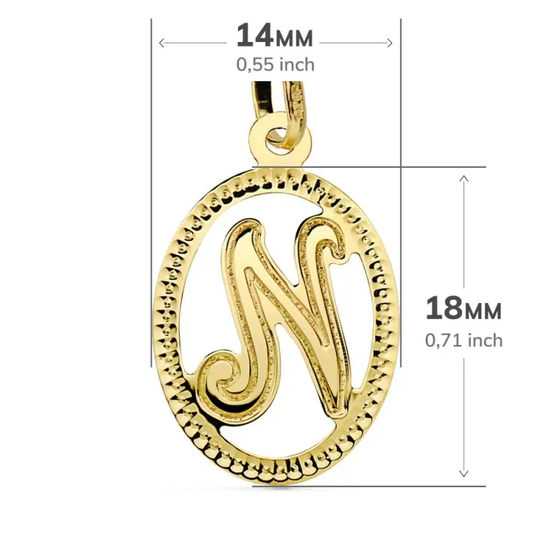 Colgante oro 18k inicial letra N 21mm. [7467]