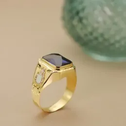 Sello oro 18k caballero espinela azul tallada [AB4739]