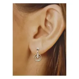 Pendientes Plata Ley 925m mujer 18 mm. dos círculos calados circonita