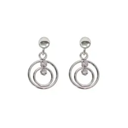 Pendientes Plata Ley 925m mujer 18 mm. dos círculos calados circonita