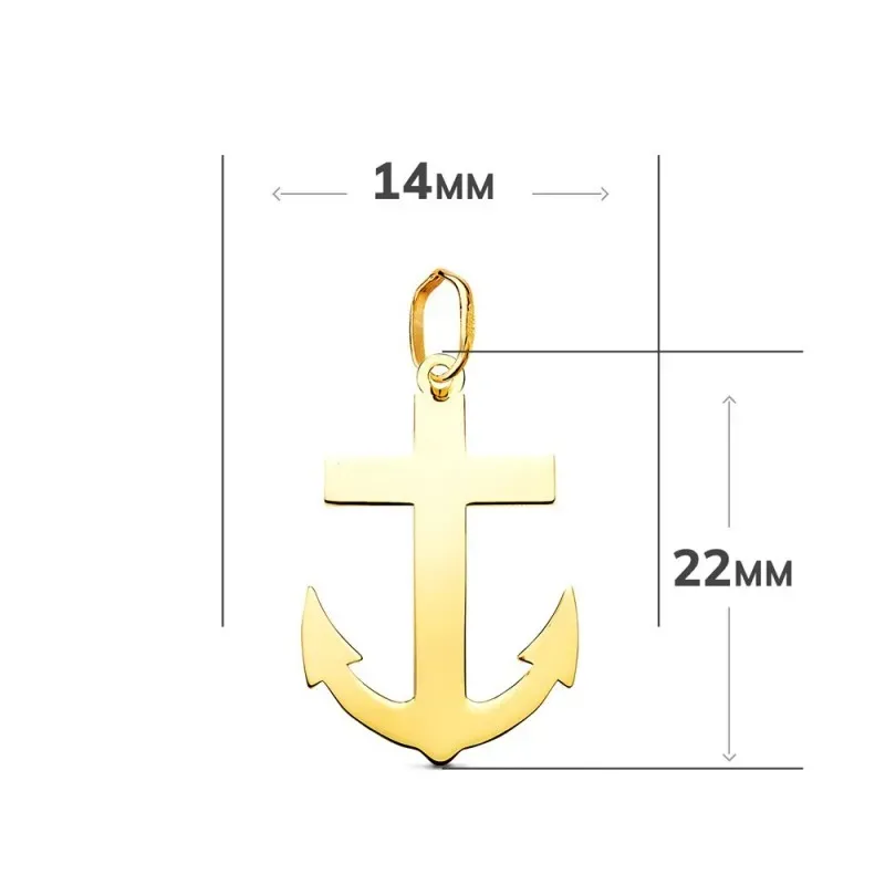 Cruz Marinera Colgante en Oro de 18k con 22 mm. plana lisa acabada en