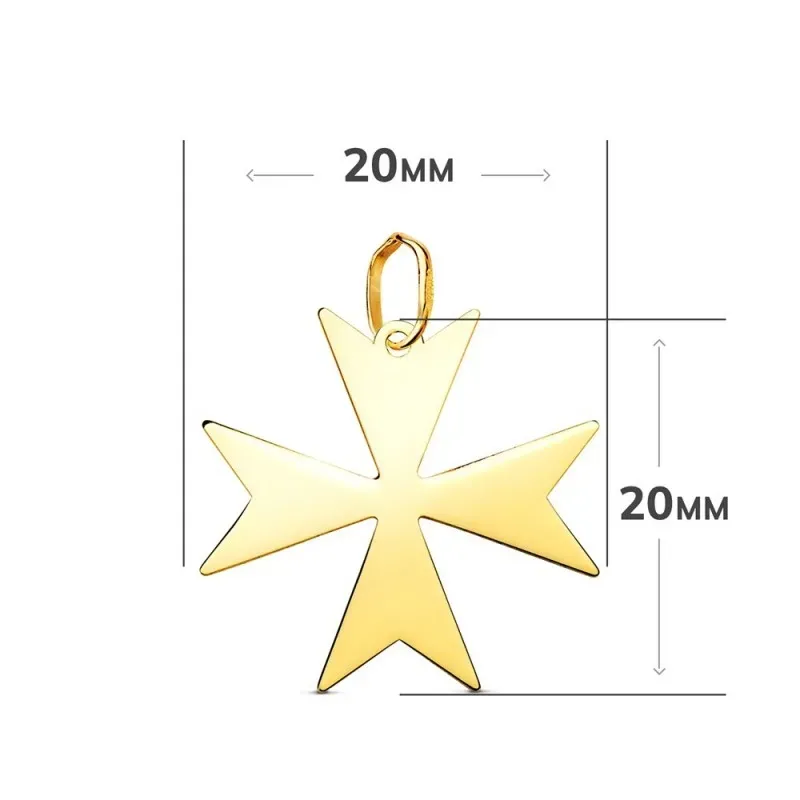 Cruz de Malta Colgante en Oro de 18k con 20 mm. acabada en brillo