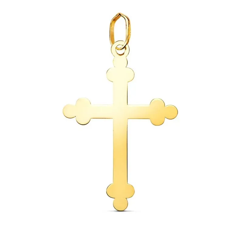 Cruz de la Trinidad Colgante en Oro de 18k con 27 mm. lisa