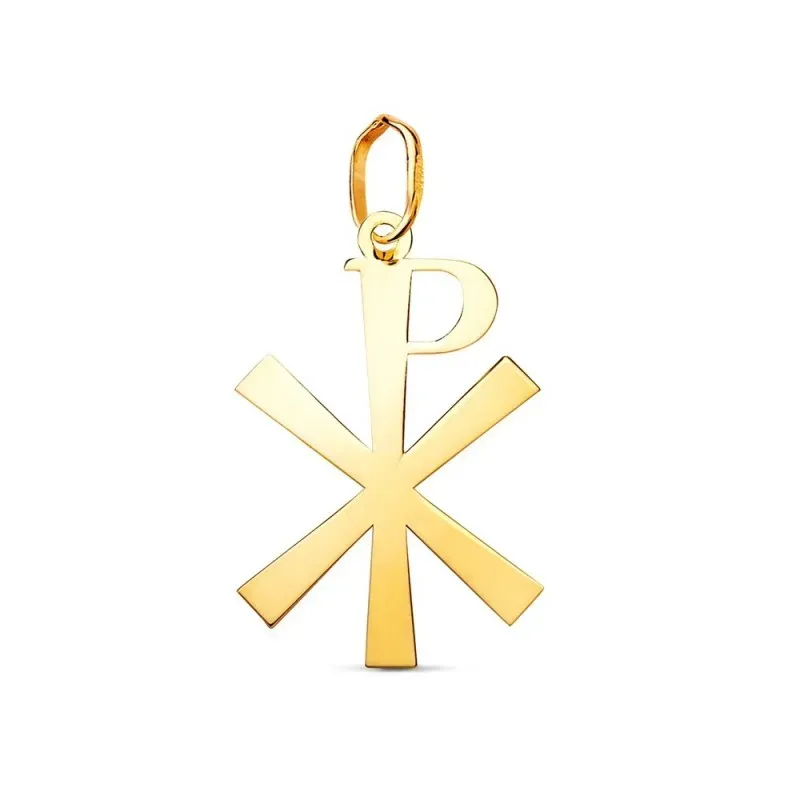 Cruz Crismón Colgante en Oro de 18k con 22 mm. acabada en brillo lisa