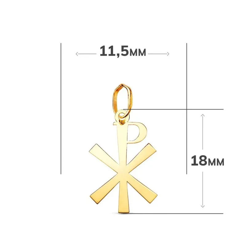 Cruz Crismón Colgante en Oro de 18k con 18 mm. lisa