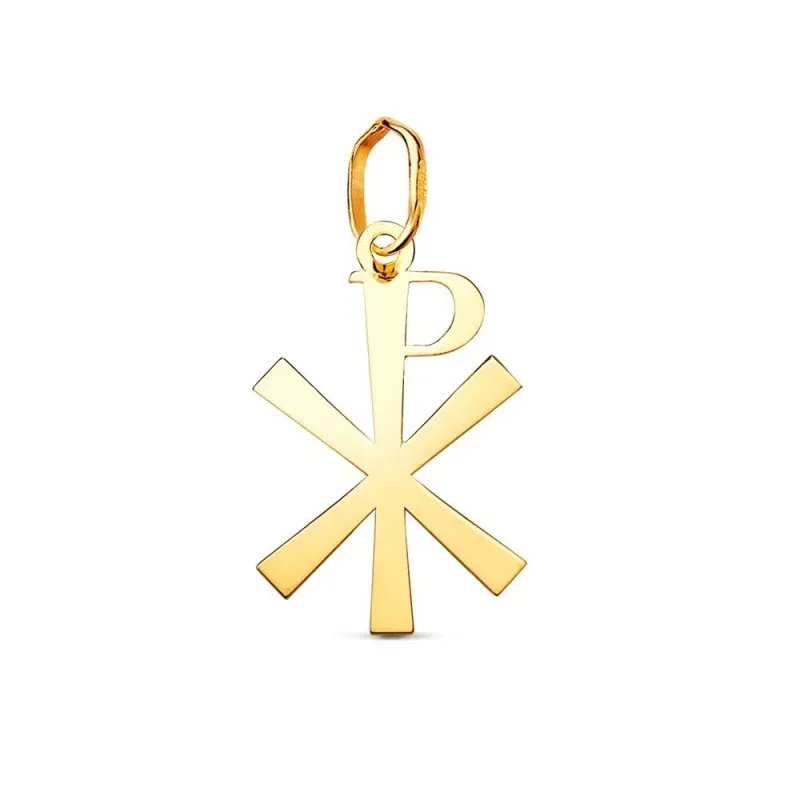 Cruz Crismón Colgante en Oro de 18k con 18 mm. lisa