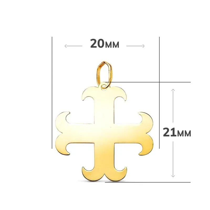 Cruz Anclada Colgante en Oro de 18k con 21 mm. acabada lisa con brill