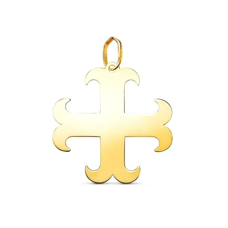 Cruz Anclada Colgante en Oro de 18k con 21 mm. acabada lisa con brill