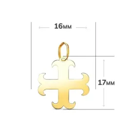 Cruz Anclada Colgante en Oro de 18k con 17 mm. lisa acabada en brillo