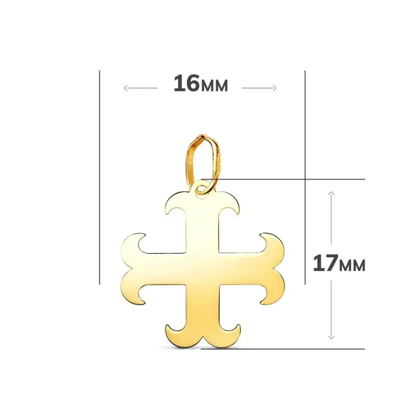 Cruz Anclada Colgante en Oro de 18k con 17 mm. lisa acabada en brillo